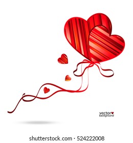 Vector Valentine's day background with striped pattern hearts , design illustration.
