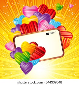 Vector Valentine's day background with striped pattern hearts , design illustration.
