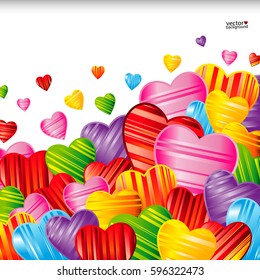 Vector Valentine's day background with striped pattern hearts , design illustration.
