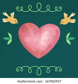 Vector Valentine's Day background with watercolor heart