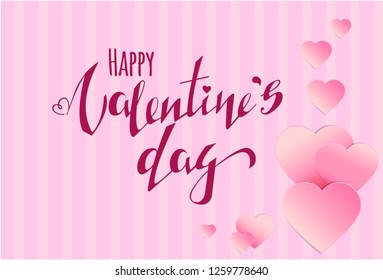 Vector valentines day banner with handdraw text in red and pink colors