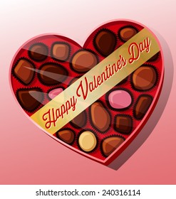 Vector Valentine's Day Candy Heart Shaped Box Chocolates