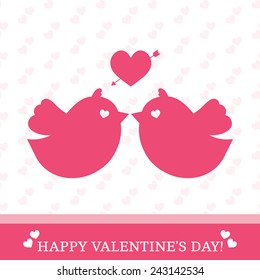 Vector Valentine's Day card with birds in love