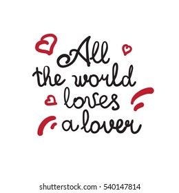 Vector valentines day card, Black and red. Doodle letters isolated on white background. Handwritten text and graphic elements