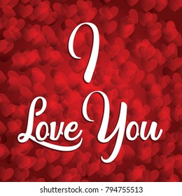 Vector Valentine's Day card. Box, Present, Holiday. Vector illustration. Red card, I love you