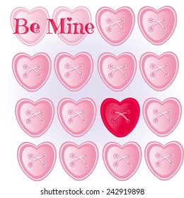vector valentines day card with buttons heart shape