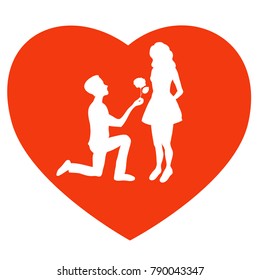 vector of Valentines day card with couple in love on red heart bakground
