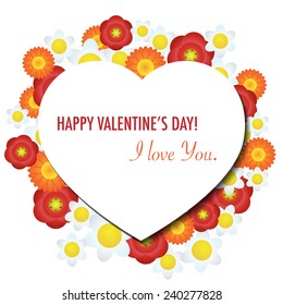 Vector Valentine's Day card with floral background.