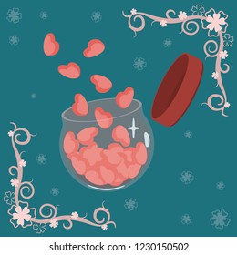 vector valentine's day card with frame in corners