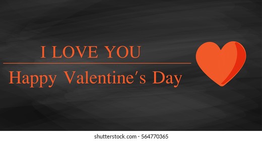 Vector Valentines Day card. Hand drawn letters on flower background.