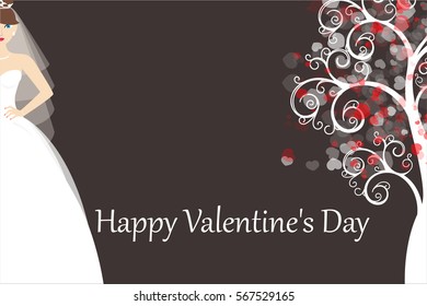 Vector Valentines Day card. Hand drawn letters on flower background.