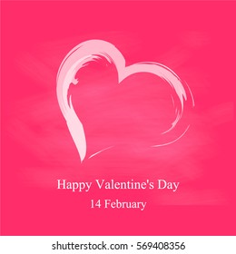 Vector Valentines Day card. Hand drawn letters on flower background.