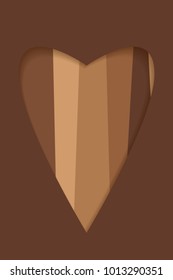 Vector Valentine's day card. Heart cut from paper, striped heart. A declaration of love.