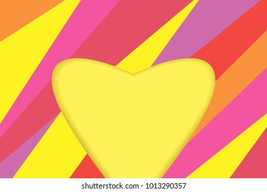 Vector Valentine's day card. Heart cut from paper, striped heart. A declaration of love.