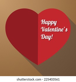 Vector Valentine's Day card with heart on a stripped background.