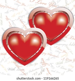 Vector Valentines day card with hearts