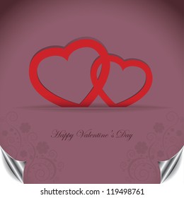 Vector Valentines day card with hearts and floral