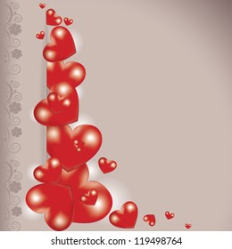 Vector Valentines day card with hearts and floral