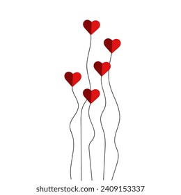 vector Valentine's Day card with hearts on a string PNG