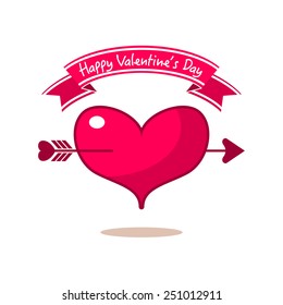 Vector Valentine's Day card with hearts and arrows of Cupid