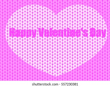 Vector Valentine's day card: knitted heart with the lettering