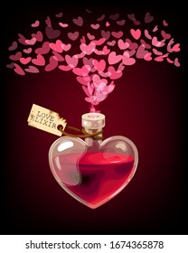 Vector Valentines Day card with love elixir