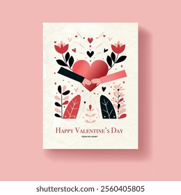 Vector Valentine's day card with man and woman hands