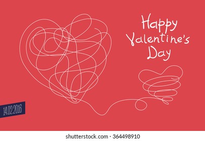 Vector Valentine's day card with tied hearts design