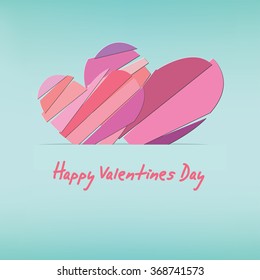 Vector Valentine's day card with two hearts of pieces