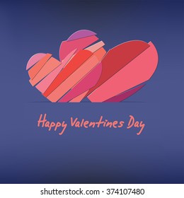 Vector Valentine's day card with two hearts of pieces