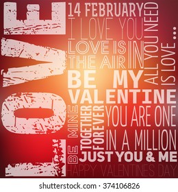 Vector Valentine's day card with typography elements