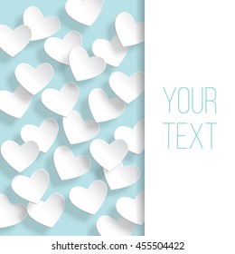 Vector Valentine's day card with white abstract paper hearts. EPS 10