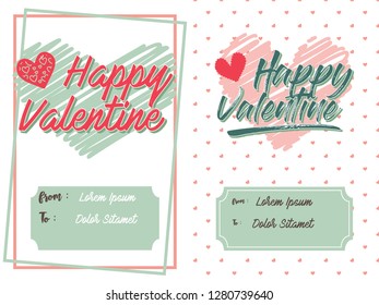 Vector Valentine's day cards templates. Hand drawn February 14 gift tags, labels or posters collection. Vintage love lettering background. - Vector