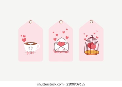 Vector Valentine's Day cards templates. Hand written February 14 gift tags, labels or posters collection. love backgrounds set.