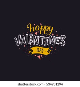 Vector valentines day card.Typography poster with handdrawn text and graphic elements. Doodle letters isolated on white background