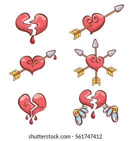 vector valentines day cartoon pink hearts collection isolated on white background. 
