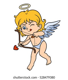 Vector Valentine's Day character, Angel with bow and arrow