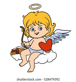 Vector Valentine's Day character, Angel with bow and arrow
