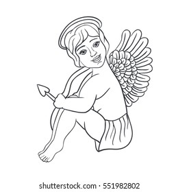 Vector Valentine's Day character, Angel with bow and arrow