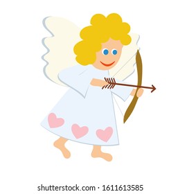 Vector of Valentines day character.Angel with bow and arrow.Flat,cartoon.Isolated on white background