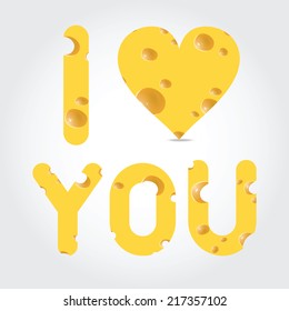 Vector valentines day  -  cheese illustration on light background