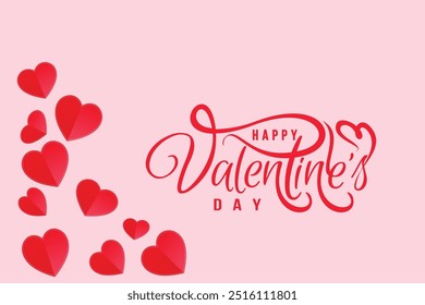 Tarjeta conceptual del día de San Valentín del Vector en estilo del corte del papel