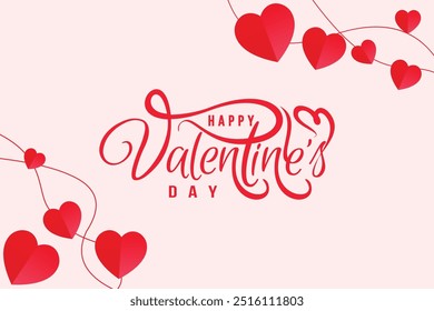 vector valentines day concept card in paper cut style