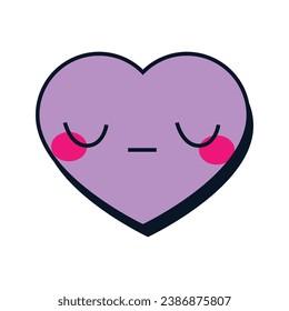 Vector valentines day cute heart illustration heart kawaii chibi vector drawing style heart cartoon