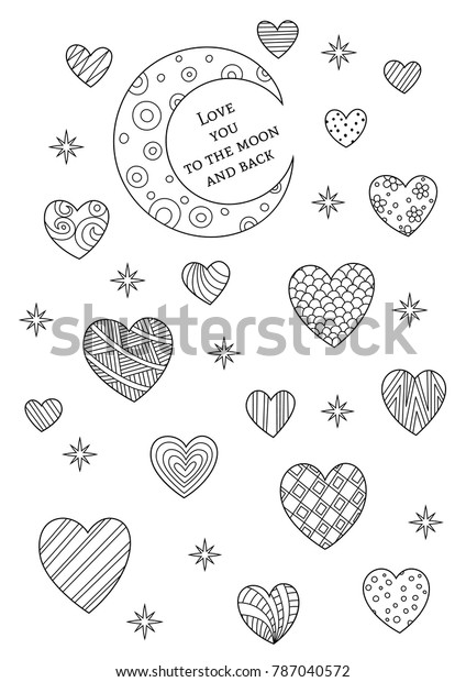Vector Valentines Day Doodle Coloring Book Stock Vector Royalty Free