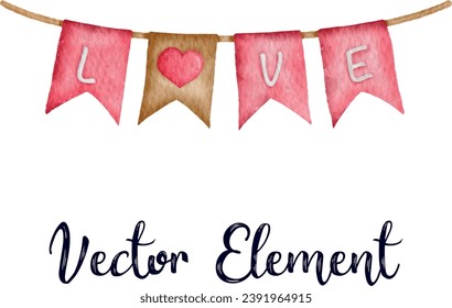 Vektorvalentinstag-Elementsammlung für Valentinstag. Aquarellbild
