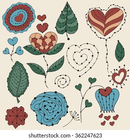 Vector Valentine's Day Floral Design Elements