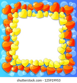 vector Valentine's Day Frame from beautiful red and yellow hearts