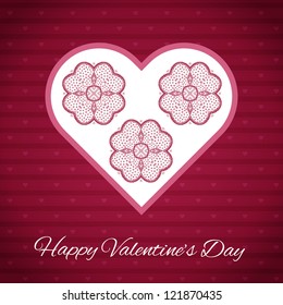 Vector valentine's day gift card with ornaments with hearts on background. Happy Valentine's Day.