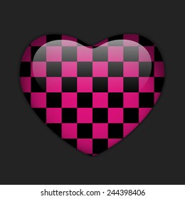 Vector - Valentine's Day Glossy Emo Heart. Pink and Black Checkers